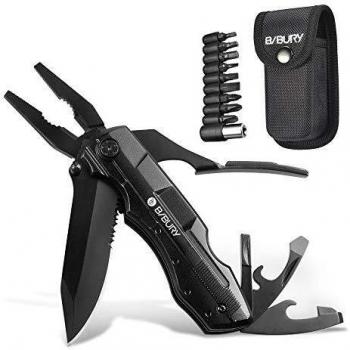Alicates plegables, Bibury 5 en 1 Cuchillo plegable supervivencia, Herramienta de acero inoxidable, Multiherramienta para Actividades de bricolaje, Supervivencia al aire libre, Caza etc.