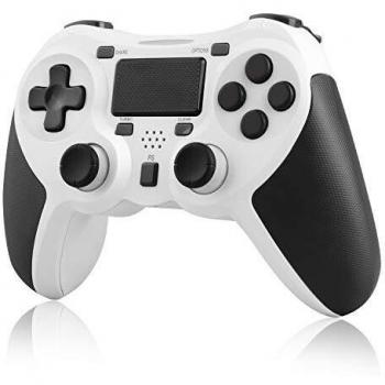 JAMSWALL Mando para PS4, Controlador Inalámbrico Para PC, Panel Táctil Gamepad con Doble Vibración y Función de Audio, Agarre Antideslizante y Panel Táctil LED, negro