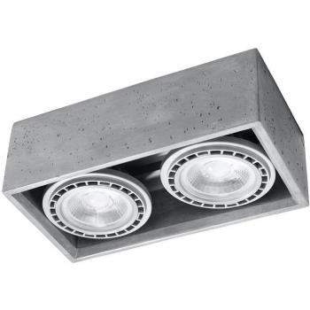 LEDBOX Luminaria de Hormigón QUATRO 2 GU10 Aplique LED de Techo Foco Downlight Gris para Iluminación Interior con 2 Bombillas 9cm