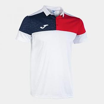 Polo de manga corta para hombre Joma Crew V en color blanco y rojo