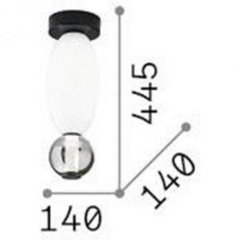 Lámpara de techo LED Lumiere-1, cristal opal/gris, negro, 18W, 3000K