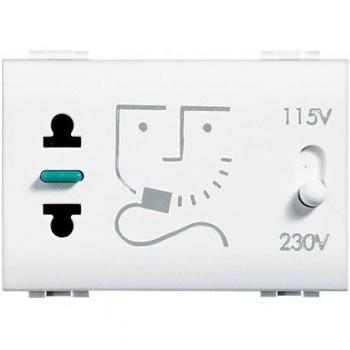 Base Afeitadora Bticino Livinglight 230V Blanca con Protección Sobretensiones y Diseño Vanguardista