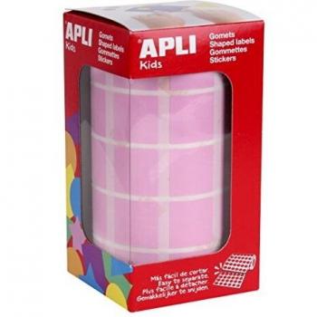 APLI Kids - Rollo de gomets cuadrado 20 mm, color rosa