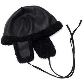 Coolskins Gorro Invierno Niño Suave y Caliente Cordero con Pelo Rizado y Cuero 100% Piel y Confección Española, Negro, One Size
