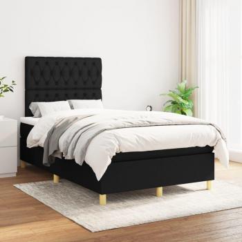 Cama box spring con colchón negro 120x200 cm en tela