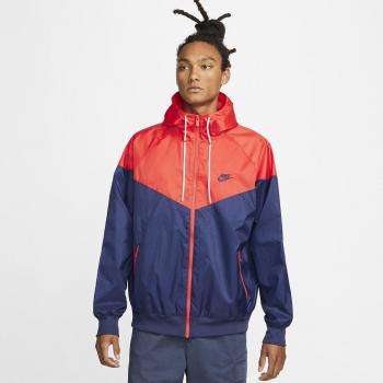 Chaqueta de hombre Nike Sportswear Windrunner con capucha y diseño Heritage Essentials en color Midnight Navy y Lt Crimson