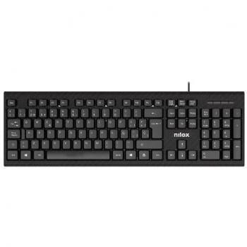 Teclado con Cable Nilox NXKBE000011, Color Negro, Disposición QWERTY Español