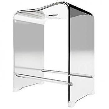 Taburete de baño ergonómico Schulte con patas antideslizantes, transparente, 39 x 27 x 47 cm, soporta hasta 130 kg