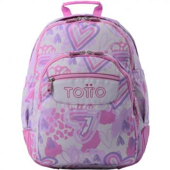 Mochila Totto Niña Rayol Amalia Rosa con Doble Compartimento y Refuerzos Engomados