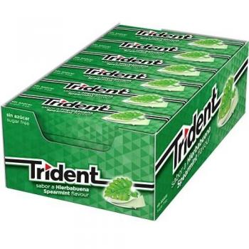 Trident Fresh Stick Clorofila - Chicles sin Azúcar con Sabor a Hierbabuena - Paquete de 24 Envases de 13,5 g