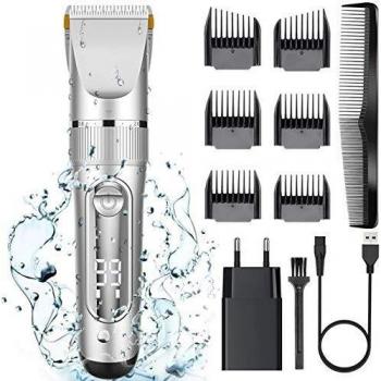 Cortapelos Impermeable Profesional, Moevert Máquina de Cortar Pelo Eléctrica Cortadora de Cabello con Pantalla LCD Ajustable 6 Peines Batería Recargable Recortadora de Pelos para Hombres Adultos Niño
