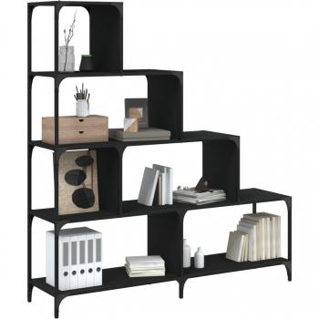 vidaXL 4-Stair Bookcase Black 139x33.5x149 cm Engineered Wood