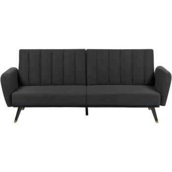 Sofá cama tapizado en piel sintética negra 3 plazas diseño minimalista sin brazos convertible Derby de Beliani 189 cm