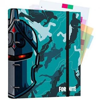 Carpeblock A4 Fortnite Erik CBK0063 - Cuaderno de 4 Anillas con 100 Hojas de 80gr y Banda Elástica de 9mm