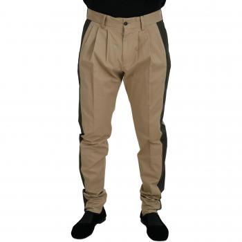 Dolce & Gabbana Slim-fit Brown Black Cotton Chino Men Pants - IT50 | L