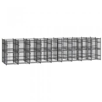 vidaXL Outdoor Dog Kennel Steel 16.59 m²