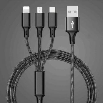 Cable de datos y carga para móvil con encendedor de cigarrillos, 3 interfaces USB, cargador de coche dual universal