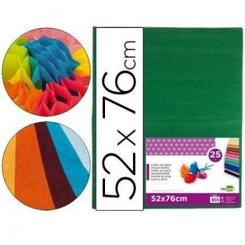 PAPEL SEDA LIDERPAPEL VERDE OSCURO 52X76CM 18 GR/M2 PAQUETE DE 25 HOJAS