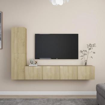 Set de muebles de salón TV 4 piezas madera de ingeniería 80 x 30 x 30 cm