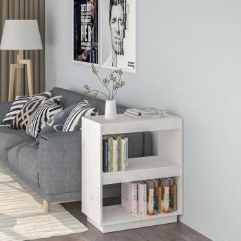 Estantería de madera maciza de pino 60x35x71 cm en colores Natural, Blanco y Gris, mueble de almacenaje para oficina, estudio, sala de estar y dormitorio
