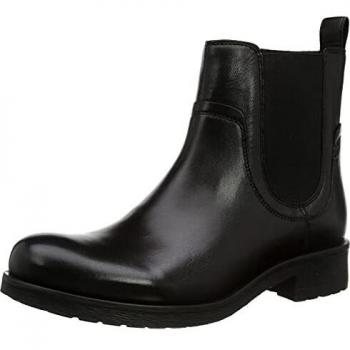 Botines de mujer Geox Rawelle, cuero negro, con tacón bloque y elástico, talla 41