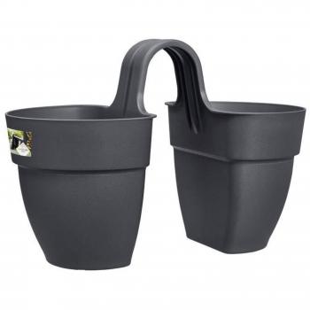 Maceta Elho Vibia Campana Flower Twin 21 cm - Antracita - Jardín y Balcón Exterior