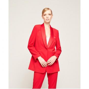 Blazer de mujer con cuello de chal y bolsillos delanteros