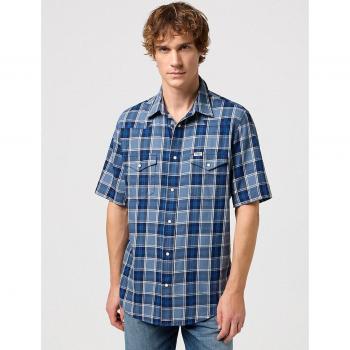 Camisa de Hombre Wrangler Clásica de Cuadros Azul Western