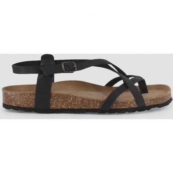 Sandalias planas de mujer con tiras en negro