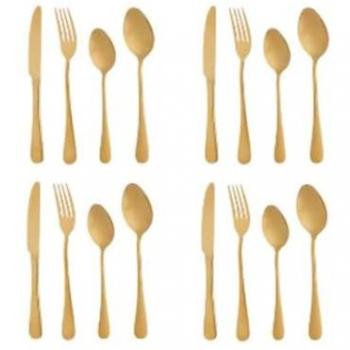 Set de Cubiertos Dorado Acero Inoxidable (6 Unidades)