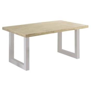 Mesa de Comedor de Exterior/Interior Darek 160 cm en Madera Nordish con Patas Negras y Blancas