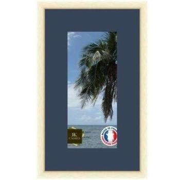Marco de pared de fotos 31 x 14 x 14 x 31 cm, marco plateado moderno, 2,3 cm de longitud, de madera, madera, Blanc Cassé-39, Passe-Partout Bleu Fonce