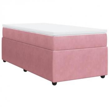 Cama box spring con colchón terciopelo rosa 100x200 cm