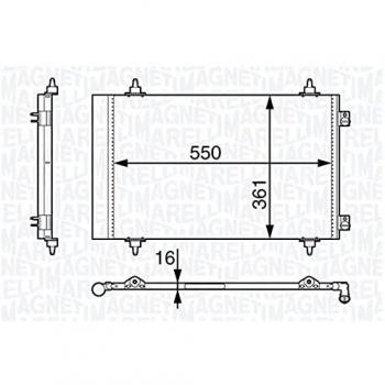Condensador de Aire Acondicionado Magneti Marelli 350203710000 para CITROËN/PEUGEOT/ALFA ROMEO/FIAT/LANCIA 570x358x16