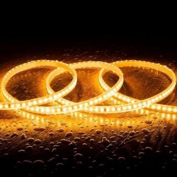 Tira LED Regulable 220V SMD2835 120 LED/m 1000 lm/m Ancho 12 mm IP65 Corte cada 10 cm Blanco Cálido 20 m