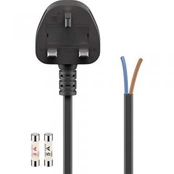 Cable de alimentación eléctrico UK a bornes 1.5m Negro