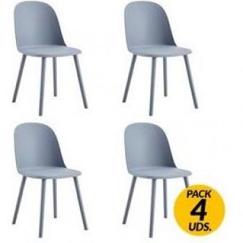 Pack de 4 sillas multiusos Margaret Uso Interior/Exterior Gris