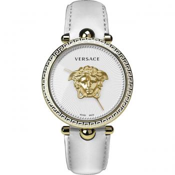 Versace Palazzo Empire White Leather Watch, female, white, size: ONE SIZE