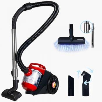 Aspiradora Sin Bolsa EFFEKTIV 1000X - 1,5L, 1200W, 85000Pa, Filtro HEPA Lavable, Tubo Telescópico, Compacta Roja