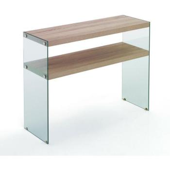 Consola Ace de Vidrio y Roble con Estante en Diseño Moderno