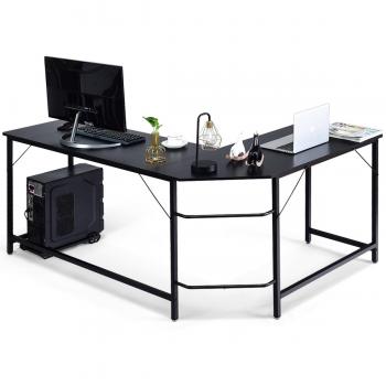 Escritorio Esquinero para Ordenador en Forma de L Costway, 168 x 125 x 74 cm, Negro, Mesa de Estudio y Oficina