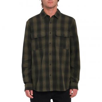 Camisa de Hombre Volcom Shadowstone Clásica de Franela a Cuadros Verde