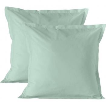 Pack de 2 fundas de almohada en color menta, fabricadas en España con algodón 100% y una calidad de 150 TC