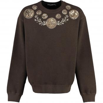 Dolce & Gabbana Men's Cotton Crew-Neck Sweatshirt in Brown | Size 48 | G9AHSTG7JO6 Color M1213