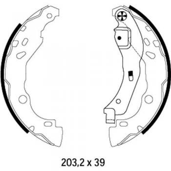 Juego de zapatas de freno HELLA 8DB 355 002-641 para Renault Clio, Dacia y Nissan con sistema de frenos Bosch