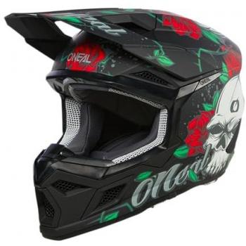 O'Neal Casco de Motocross 3SRS Melancia Negro-Multicolor, Carcasa ABS, Norma de Seguridad ECE 22.06, Ventilaciones para una refrigeración óptima, Adulto, T