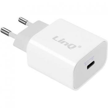 Cargador de Corriente USB Tipo C Power Delivery 18W Carga Rápida LinQ Blanco