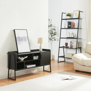 Set de muebles 'Storfjord' 2 piezas: Estantería escalonada y Mesa TV de metal - Negro