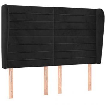 Cabecero con orejas de terciopelo negro 147x23x118/128 cm Vidaxl Negro