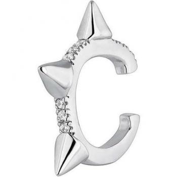 Pendiente ear cuff Punk de plata bañado en rodio